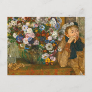 Carte Postale Degas Une Femme assise à côté d'un vase de fleurs