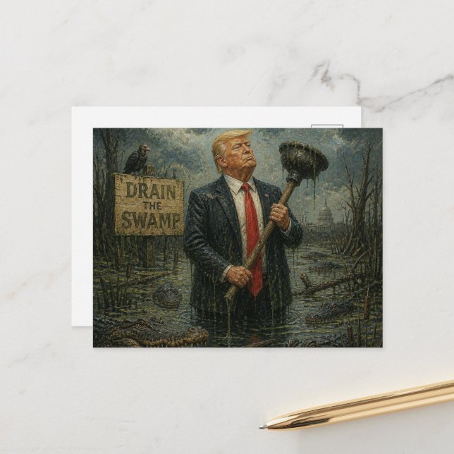 Carte Postale Dégonfler le Marais Drôle (Devant/Arrière en situation)