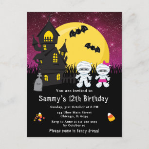 Carte Postale Déguisement d'Halloween pour anniversaire de momie