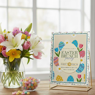 Carte Postale Déjeuner moderne de Pâques   Jardin printanier aux