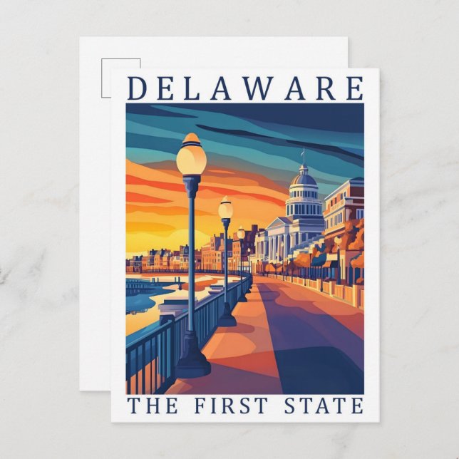 Carte Postale Delaware First State USA Travel Place (Devant / Derrière)