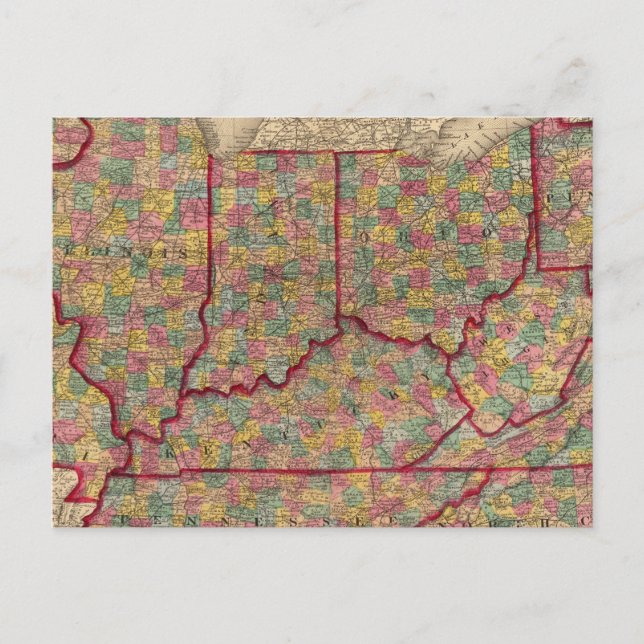 Carte Postale Delaware, Illinois, Indiana, Iowa Caroline du Nord (Devant)