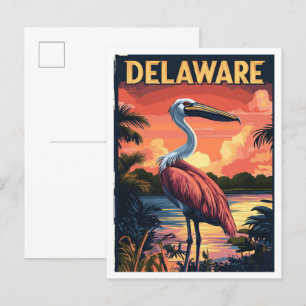 Carte Postale Delaware USA Art Vintage Illustration Voyage