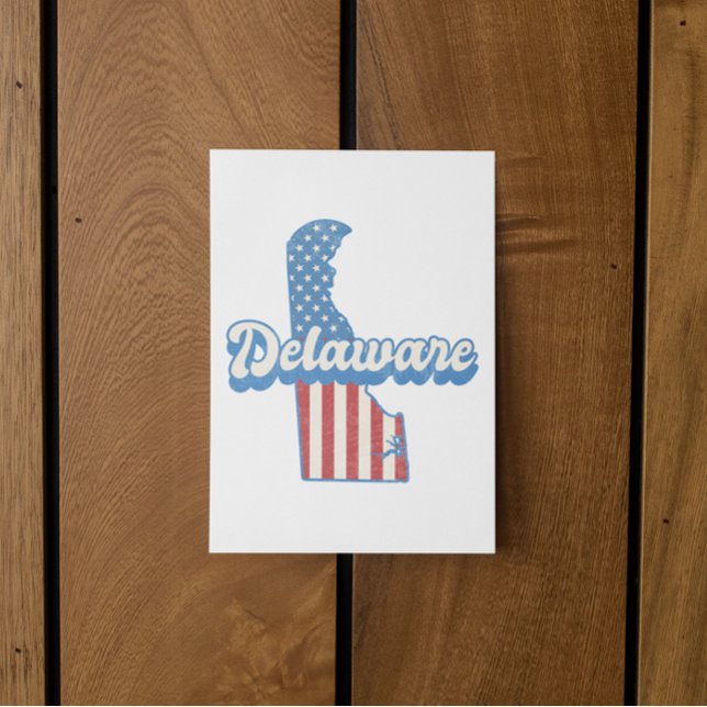 Carte Postale Delaware USA Map Drapeau américain (delaware usa map american flag postcard)