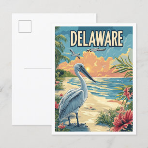 Carte Postale Delaware USA Vintage Illustration Travel