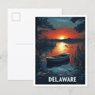 Carte Postale Delaware USA Vintage Illustration Travel