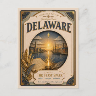 Carte Postale Delaware Vintage Paper Cut American Arcana