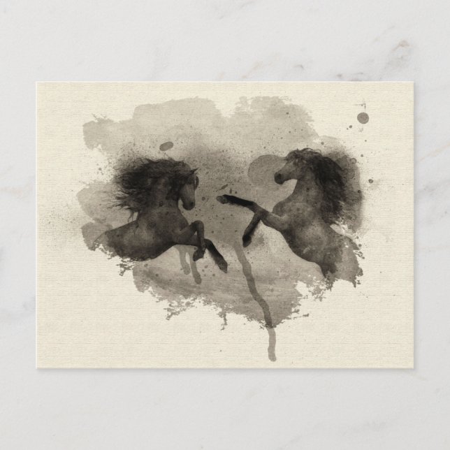 Carte postale d'élevage de chevaux d'aquarelle (Devant)