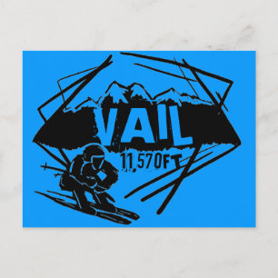 Carte postale d'élévation de ski Vail Colorado