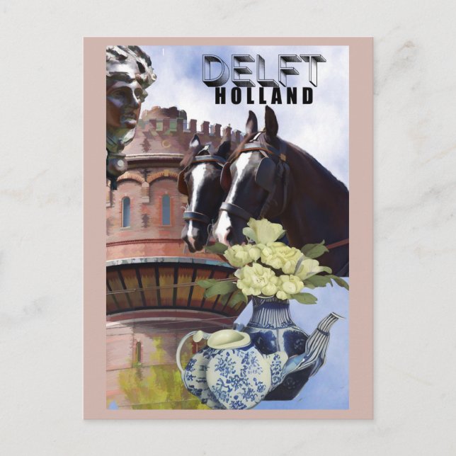 Carte Postale Delft Pays-Bas Holland Poterie Travel (Devant)