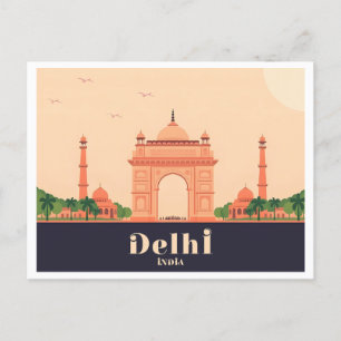 Carte Postale Delhi India Pastel Travel Design