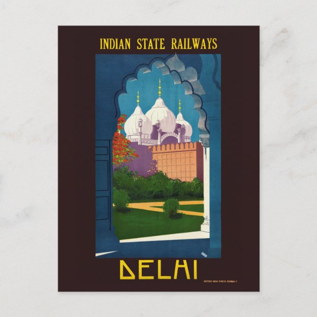 Carte Postale Delhi Poster vintage de l'Inde 1930 (Devant)