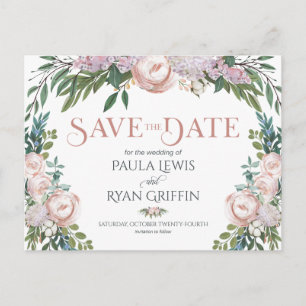 Carte Postale Delicate Watercolor Floral Bloom Save the Date