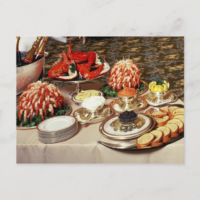 Carte Postale Délicieux fruits de mer et amuse-gueules (Devant)