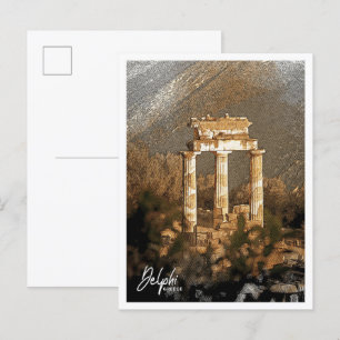 Carte Postale Delphi Grèce Beau paysage de crayon couleur magnif