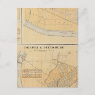 Carte Postale Delphi & Pittsburg avec les villes de banlieue