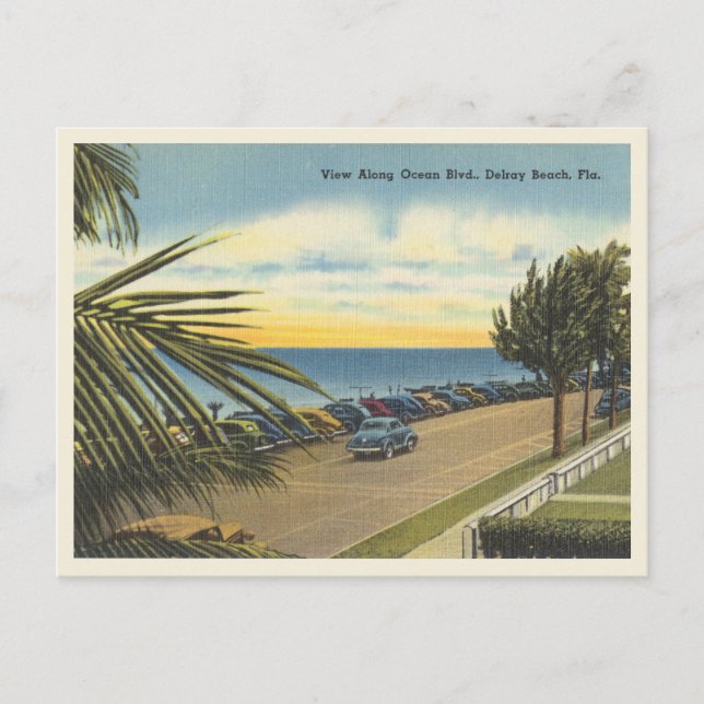 Carte Postale Delray Beach, Floride ancien boulevard de l'Océan (Devant)