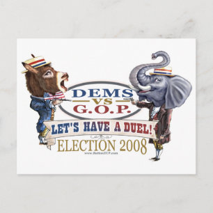 Carte postale Dem Donkey vs GOP Elephant 