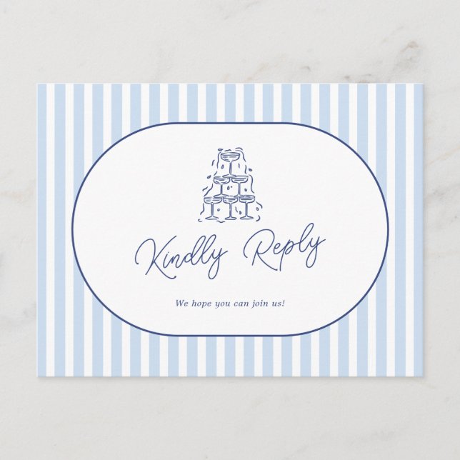 Carte Postale Demande de chanson de mariage à rayures Cabana ble (Devant)