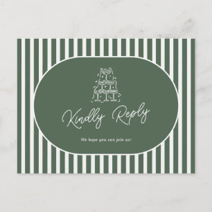 Carte Postale Demande de chanson de mariage préppy à rayures ver