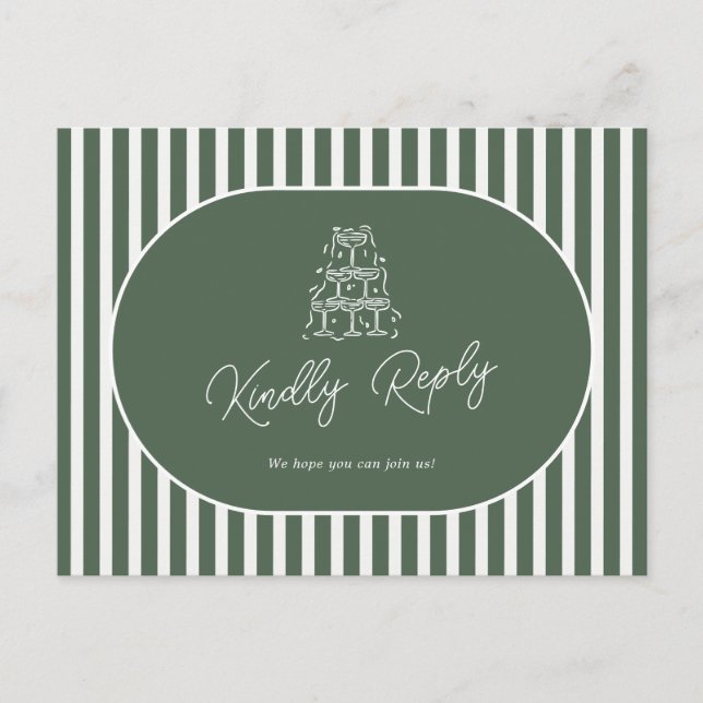 Carte Postale Demande de chanson de mariage préppy à rayures ver (Devant)