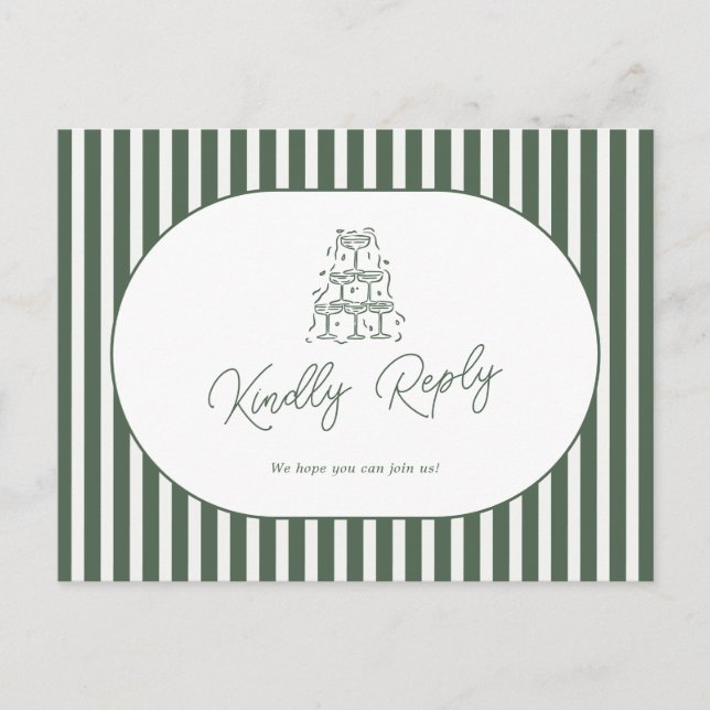 Carte Postale Demande de chanson de mariage préppy à rayures ver (Devant)