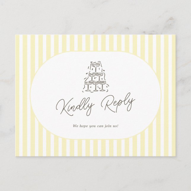 Carte Postale Demande de chanson de mariage rayée jaune doux (Devant)