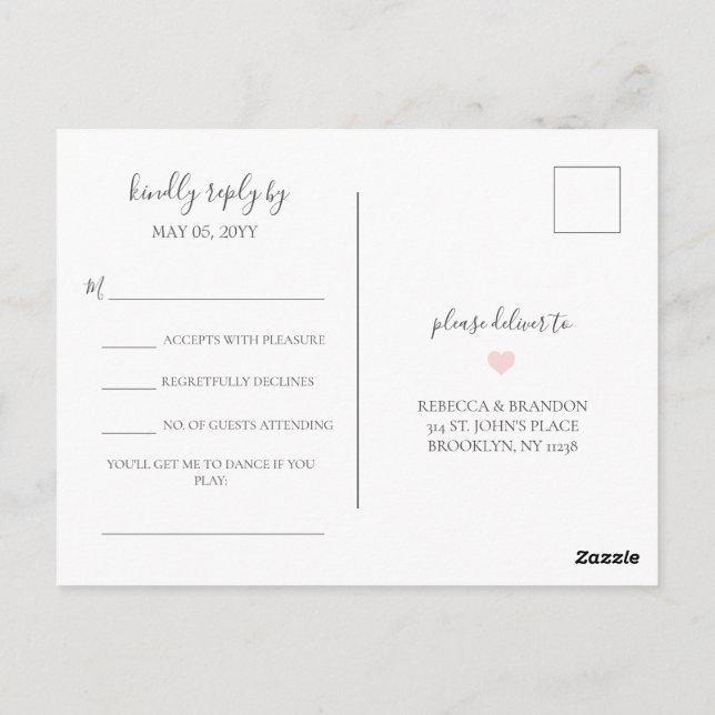 Carte Postale Demande de chanson élégante simple de Rebecca Répo (Dos)