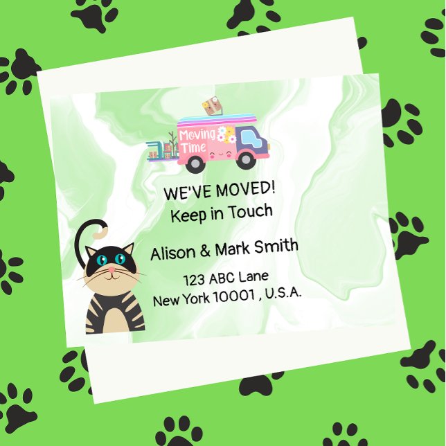 Carte Postale Déménagement Faire-part Nouvelle maison avec chat (Créateur téléchargé)