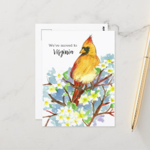 Carte Postale Déménagement Faire-part Virginie Cardinal Dogwood