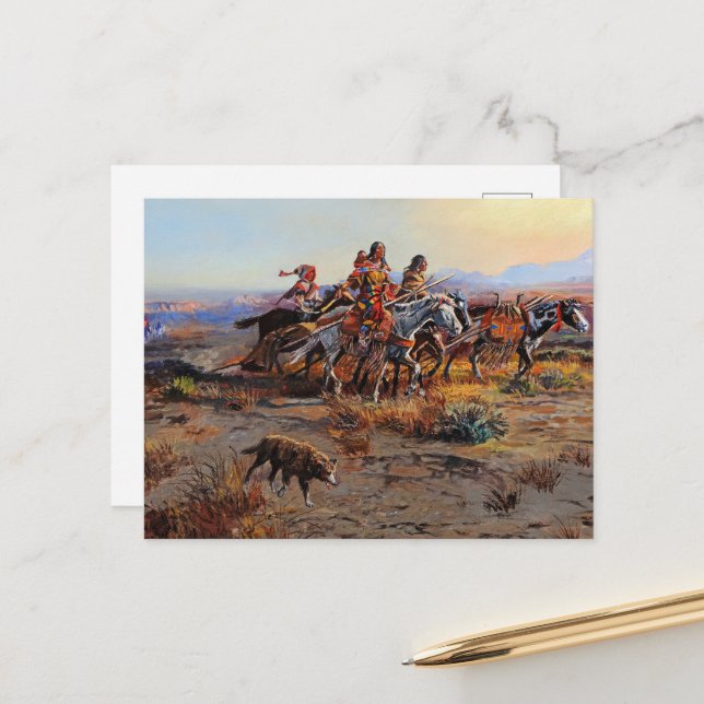 Carte Postale Déménagement par Charles Marion Russell (Devant/Arrière en situation)