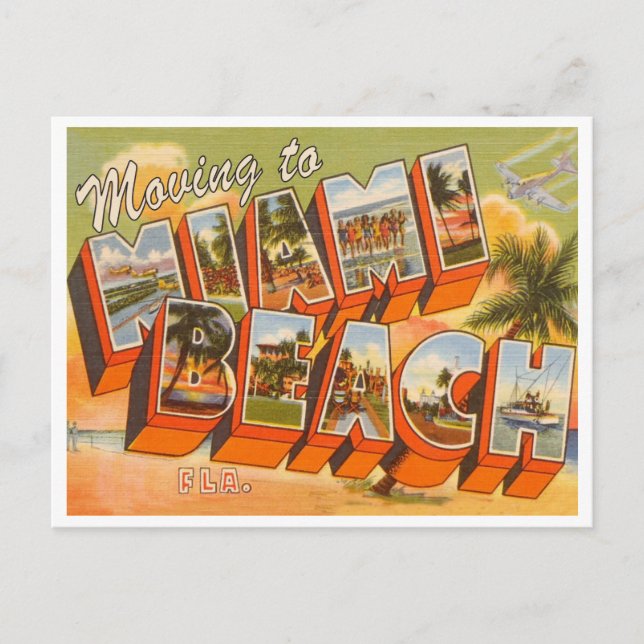 Carte Postale Déménager à Miami Beach Changement d'adresse Vinta (Devant)