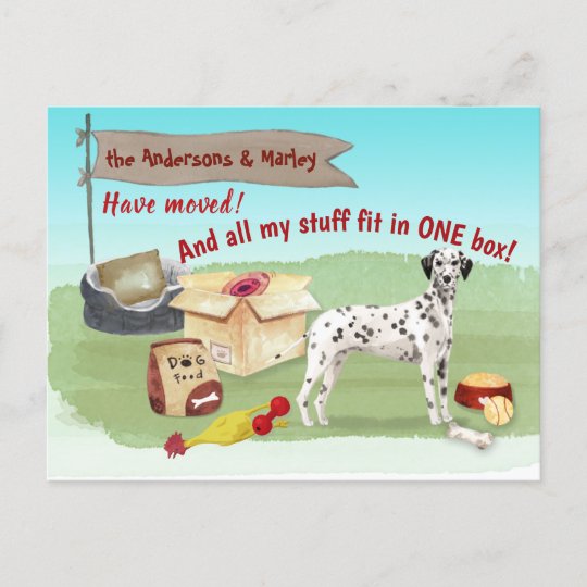 Carte Postale Demenager Les Jouets De Chien Dalmatien Notre Nouv Zazzle Fr