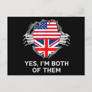 Carte Postale Demi Américain Demi Britannique USA Angleterre Dra