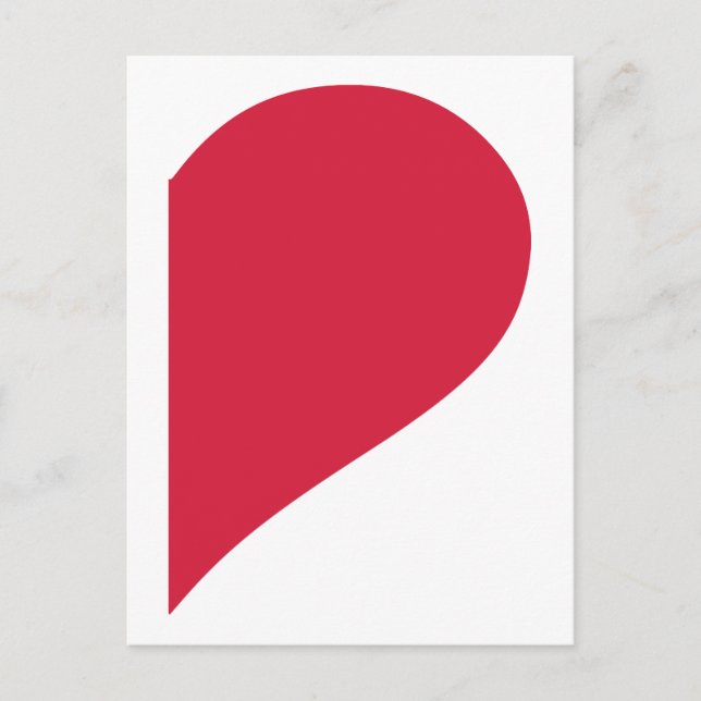 Carte Postale demi-coeur rouge (Devant)