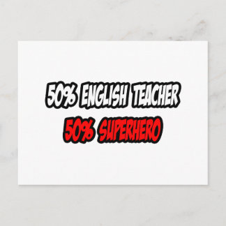 Carte Postale Demi-professeur d'anglais...Demi-super-héros