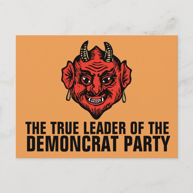 CARTE POSTALE DÉMOCRATES PARTI DÉMOCRATE SATAN POSTCARD (Devant)
