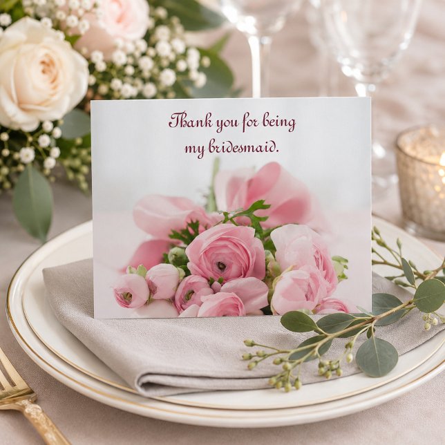 Carte Postale Demoiselle d'honneur Merci Roses Roses (Créateur téléchargé)