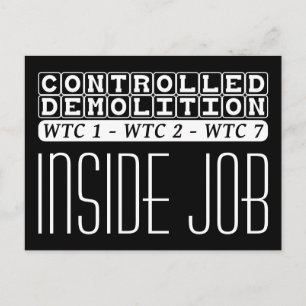 Carte Postale Démolition contrôlée Complexe WTC Inside Job noir