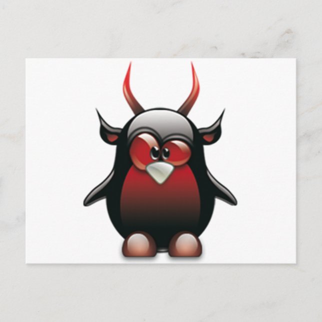 Carte Postale Demon Tux (Linux Tux) (Devant)