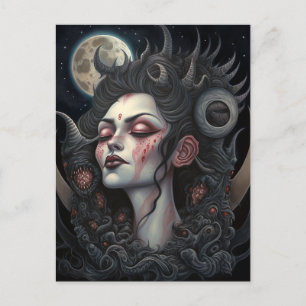Carte Postale Demon Woman Queen Dark Imaginaire Art