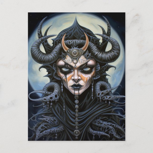 Carte Postale Demon Woman Queen Dark Imaginaire Art (Devant)