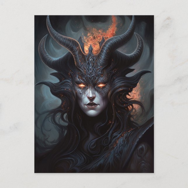 Carte Postale Demon Woman Queen Dark Imaginaire Art (Devant)