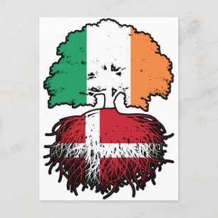 Carte Postale Denmark Danish Irish Ireland Tree Roots Flag