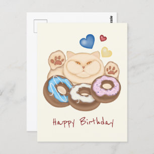 Carte Postale Dent sucrée de chat gras Joyeux anniversaire