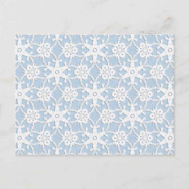 Carte Postale Dentelle antique - blanc et bleu ciel (Devant)