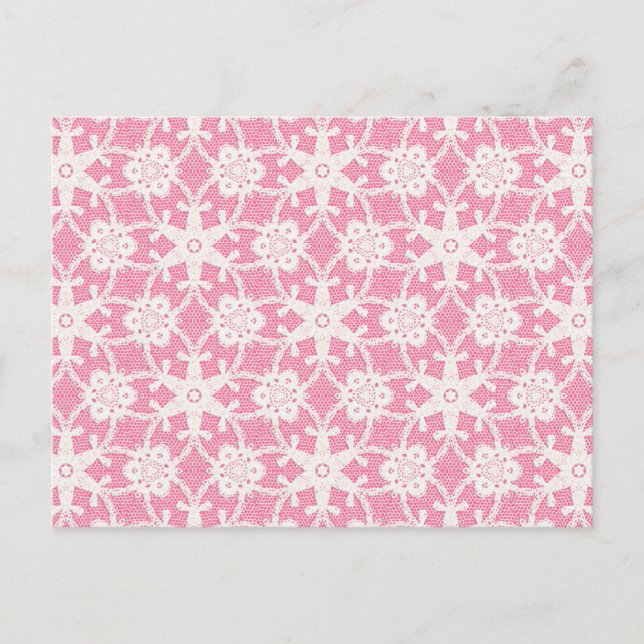 Carte Postale Dentelle antique - blanc et rose (Devant)