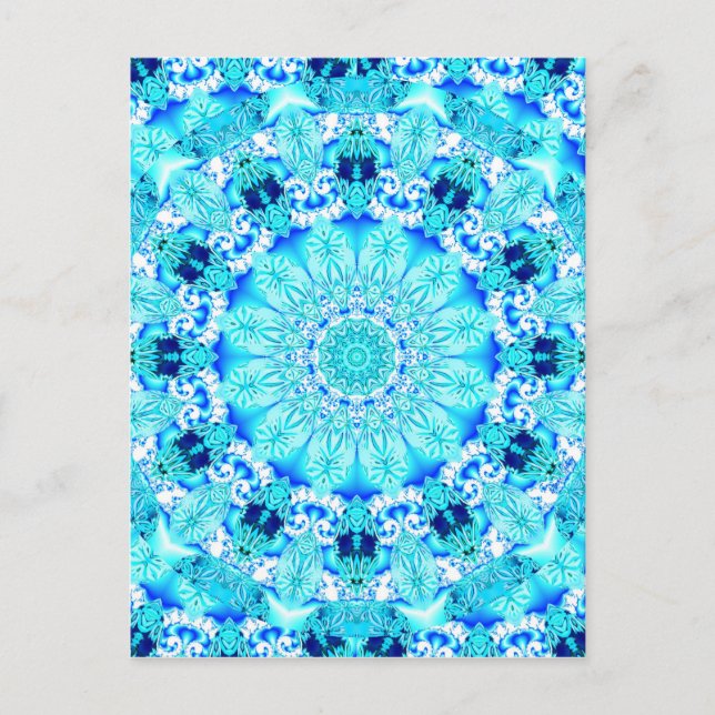 Carte Postale Dentelle Aqua, Délicieuse, Mandala Abstrait (Devant)