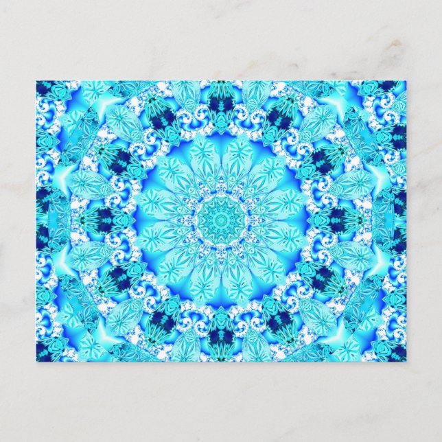 Carte Postale Dentelle Aqua, Délicieuse, Mandala Abstrait (Devant)