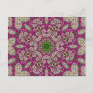 Carte Postale Dentelle de fleur magenta Mandala